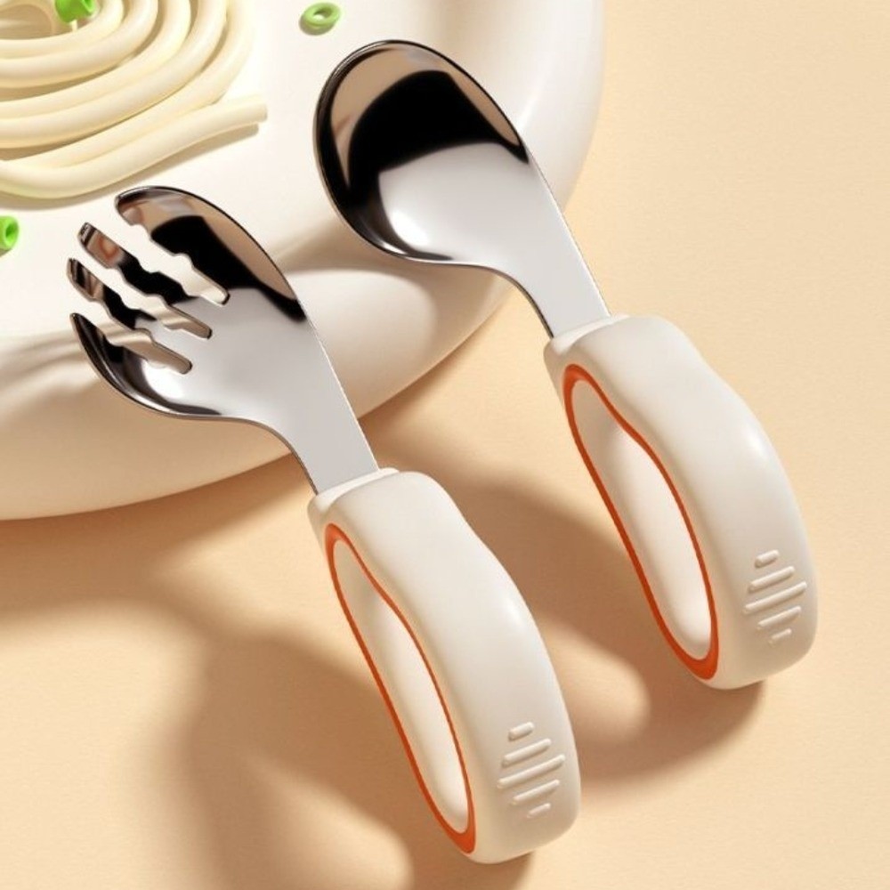 Silicone Baby Fork and Spoon S - Self Feed Spoon ulasan dan harga