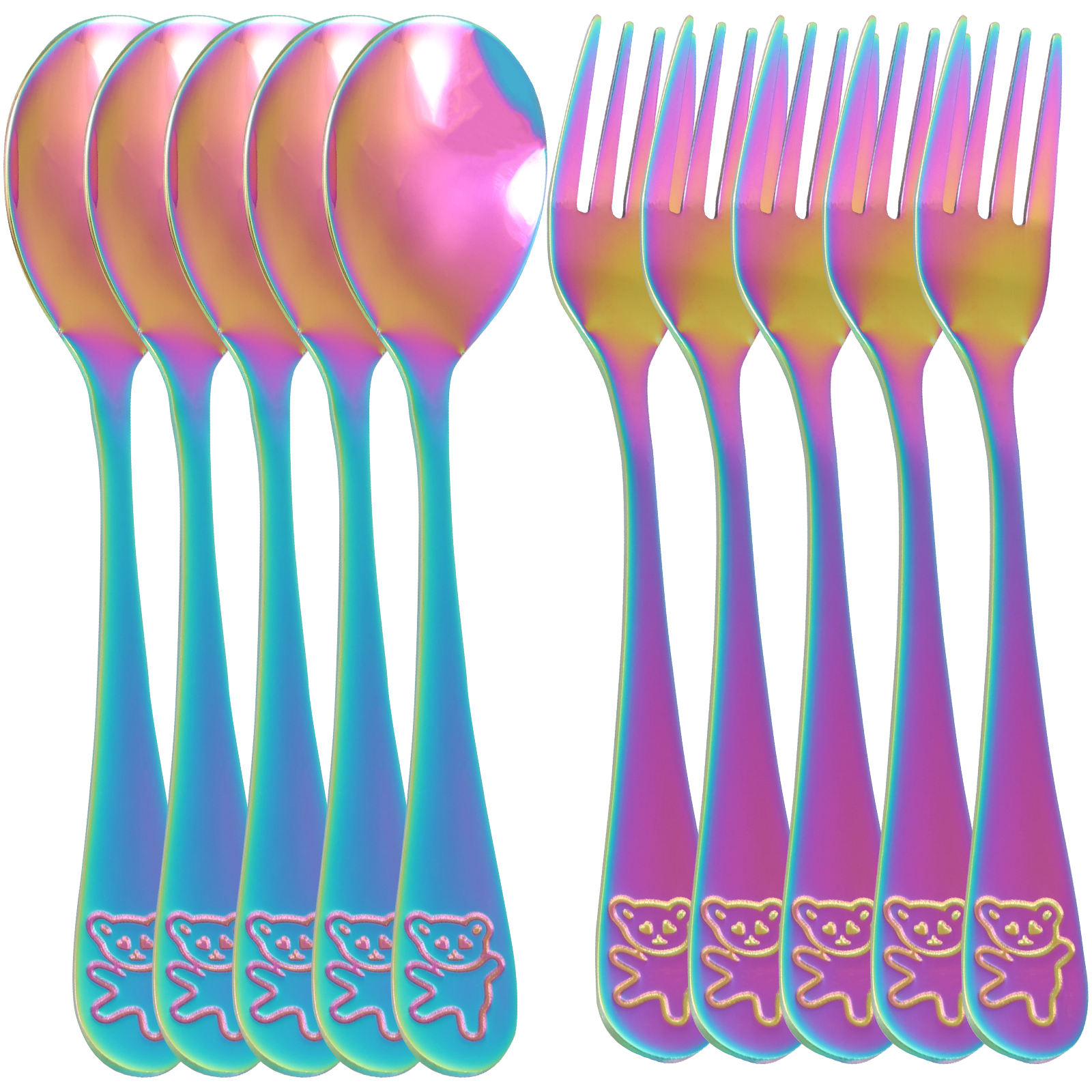 10Pcs Children's Forks and Spo - Self Feed Spoon ulasan dan harga