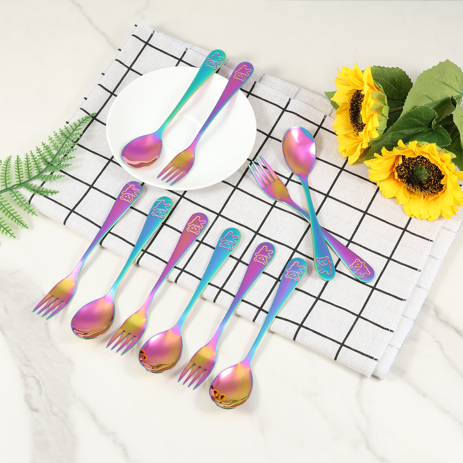 10Pcs Children's Forks and Spo - Self Feed Spoon ulasan dan harga