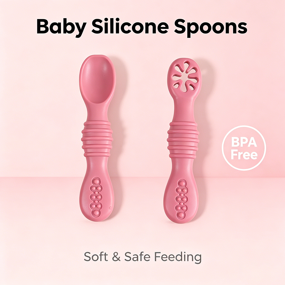 2PCS Silicone Baby Feeding Spo - Self Feed Spoon ulasan dan harga