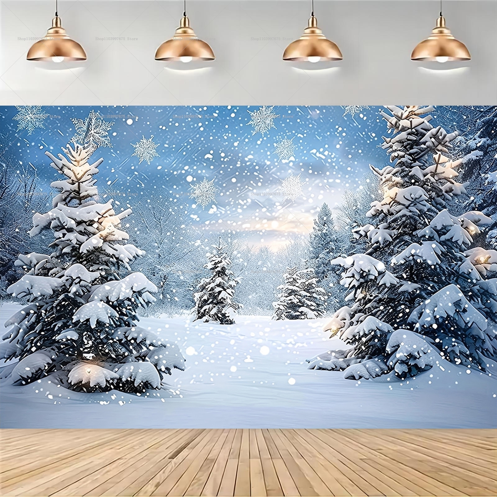 Snowy Forest Christmas Backdro - Baby Food Processor ulasan dan harga