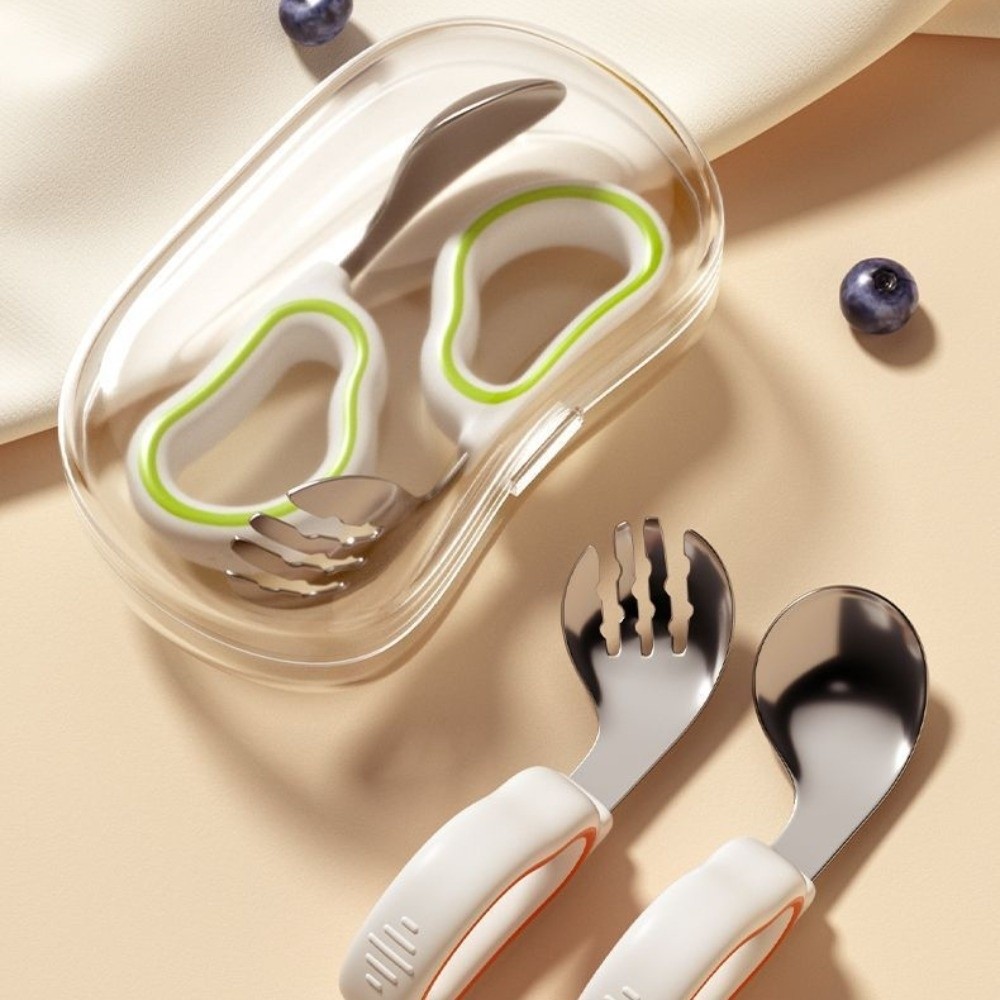 Silicone Baby Fork and Spoon S - Self Feed Spoon ulasan dan harga