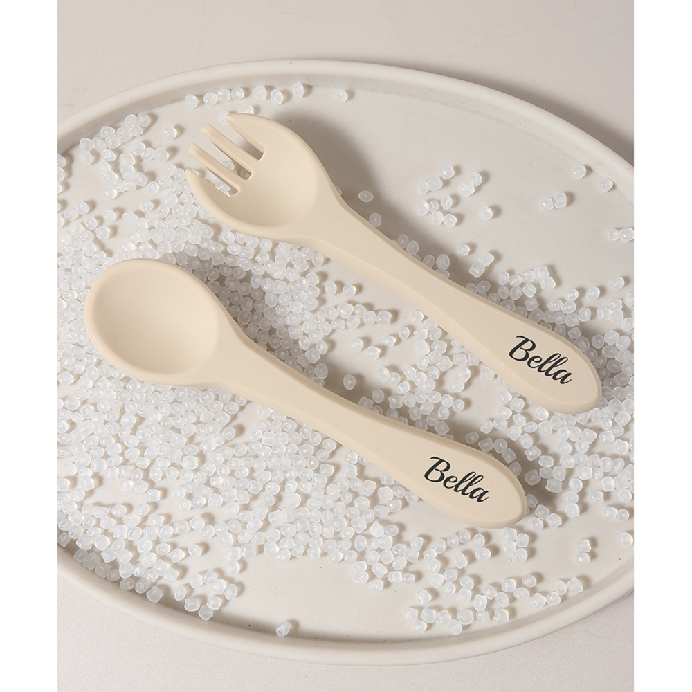 Custom name 1 pair silicone sp - Baby Food Utensils ulasan dan harga