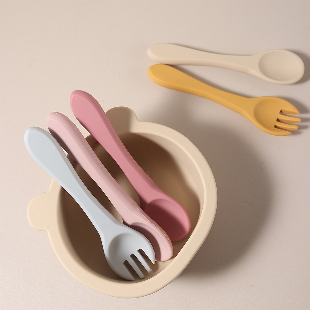 Custom name 1 pair silicone sp - Baby Food Utensils ulasan dan harga