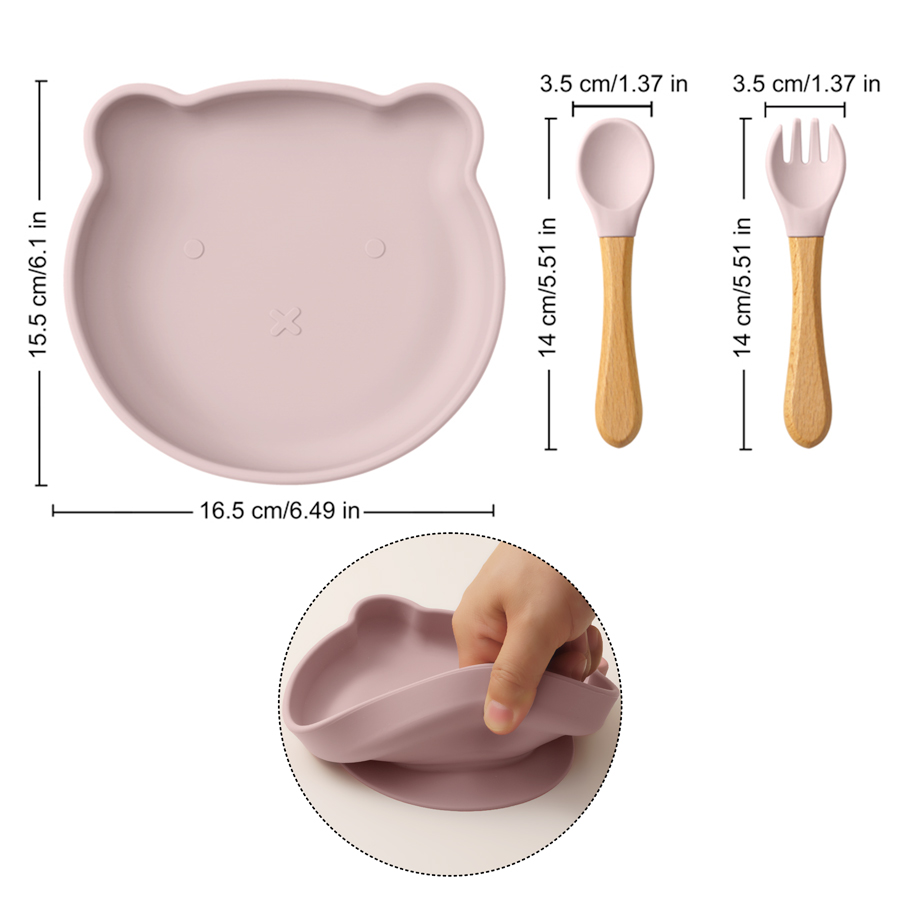 3PCS Cartoon Bear Silicone Suc - Self Feed Spoon ulasan dan harga
