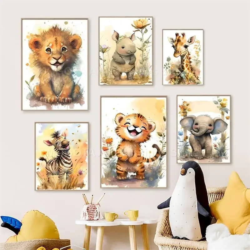 Watercolor Lion Giraffe Tiger  - Baby Food Oil ulasan dan harga