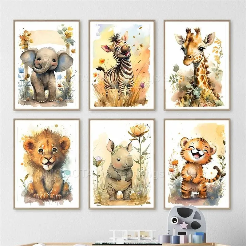 Watercolor Lion Giraffe Tiger  - Baby Food Oil ulasan dan harga