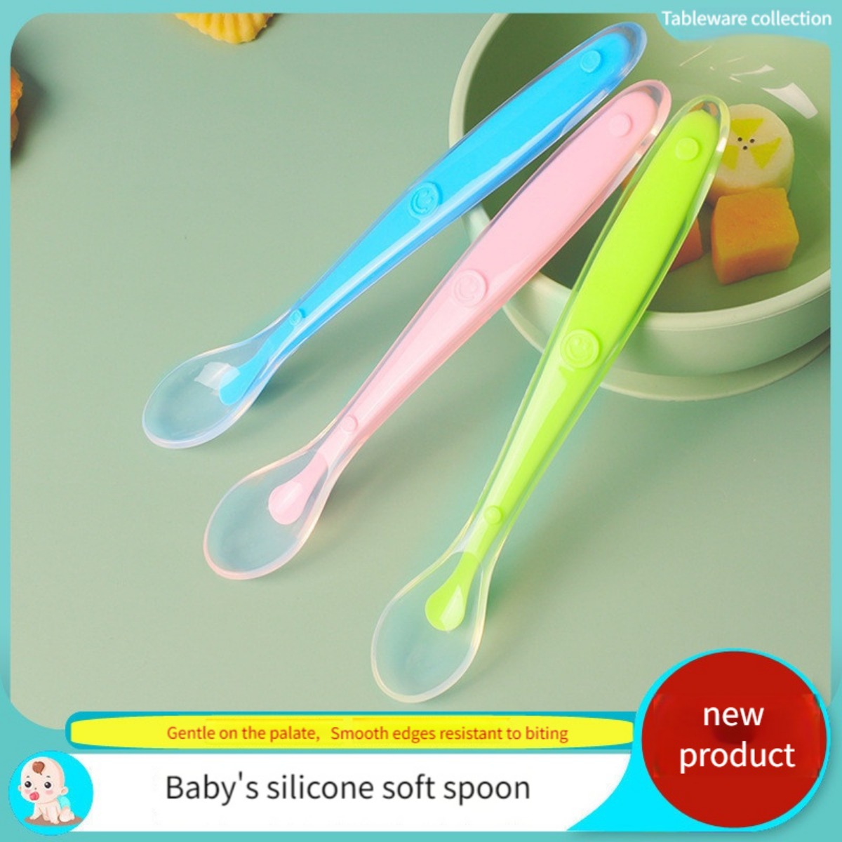 2Pcs Food Grade Silicone Baby  - Self Feed Spoon ulasan dan harga