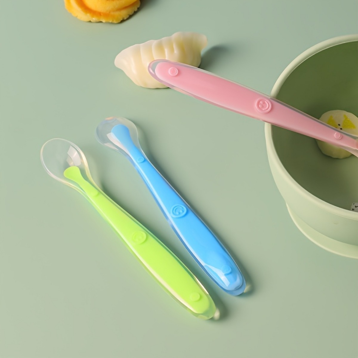 2Pcs Food Grade Silicone Baby  - Self Feed Spoon ulasan dan harga