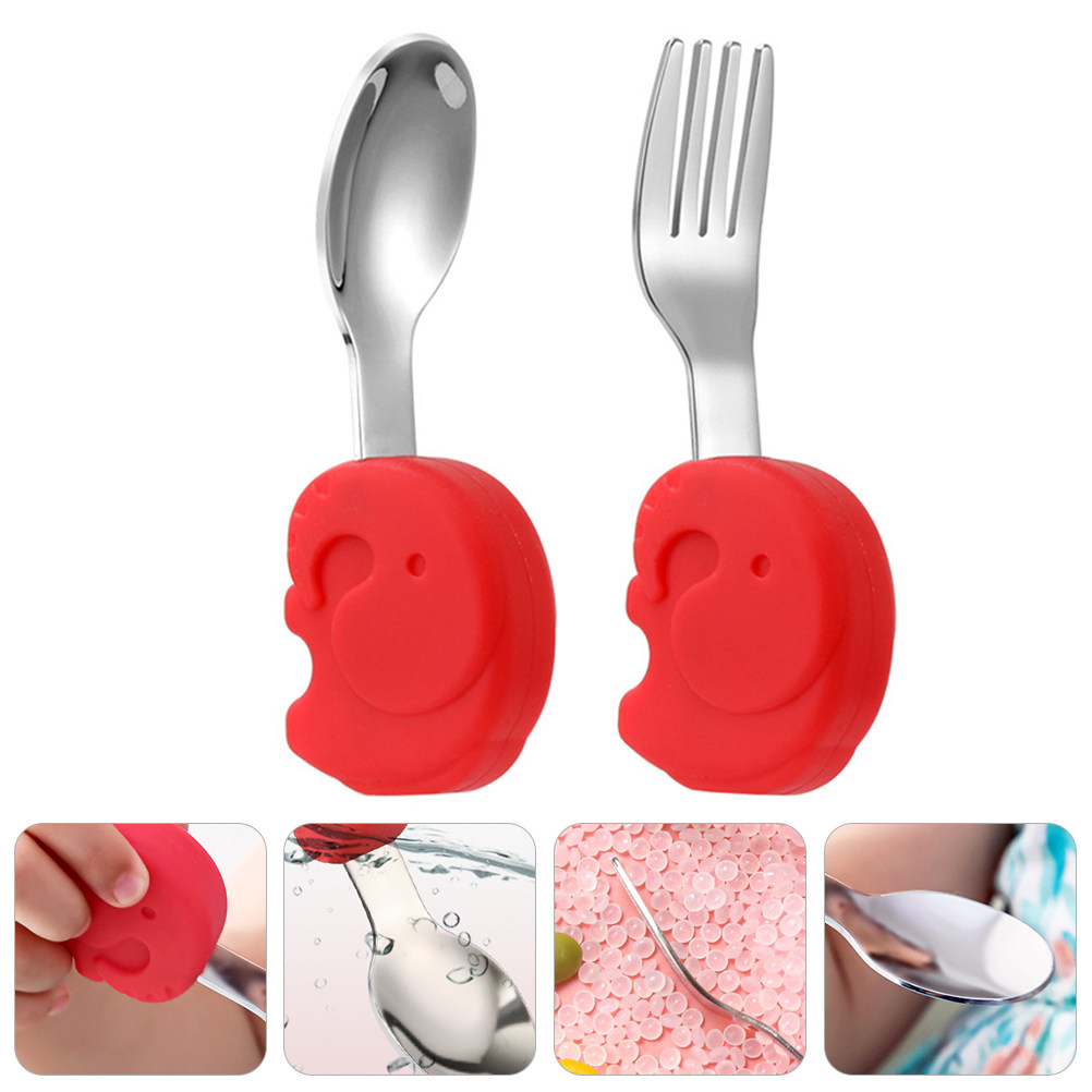 1Set Baby Tableware Silicone F - Self Feed Spoon ulasan dan harga