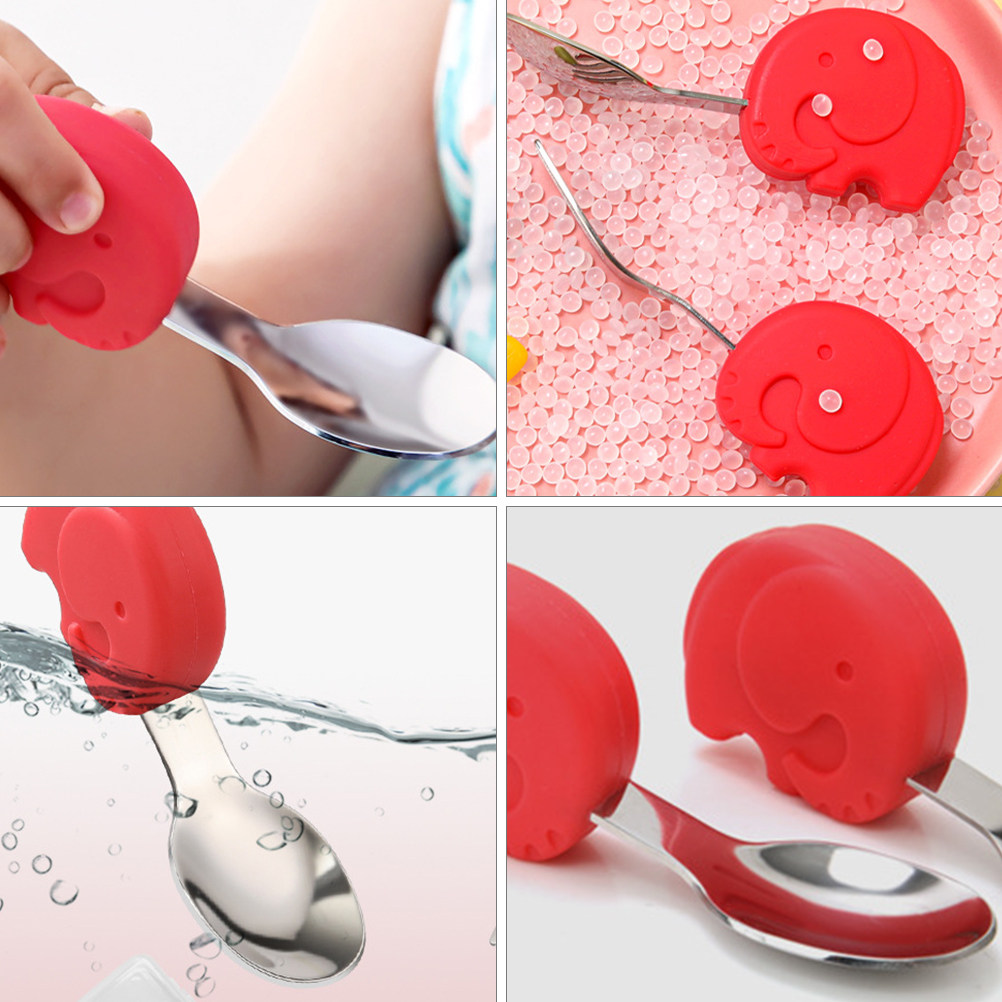 1Set Baby Tableware Silicone F - Self Feed Spoon ulasan dan harga