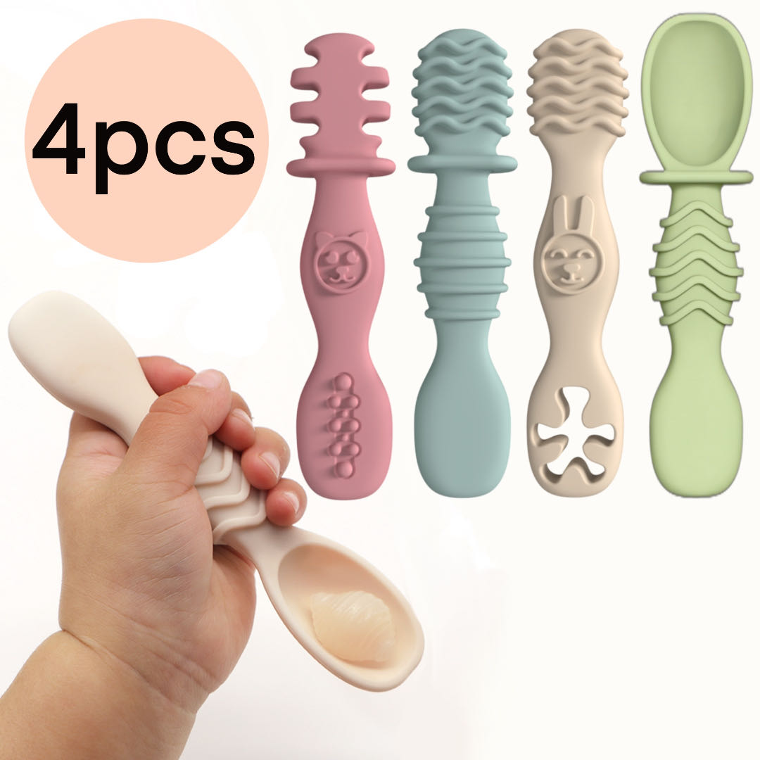 4pcs Silicone Baby Food Spoon, - Baby Food For 7 Month Old ulasan dan harga