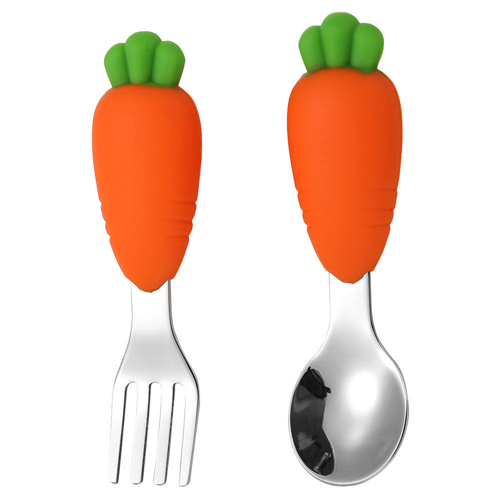 2Pcs Baby Spoon Fork Set Silic - Self Feed Spoon ulasan dan harga