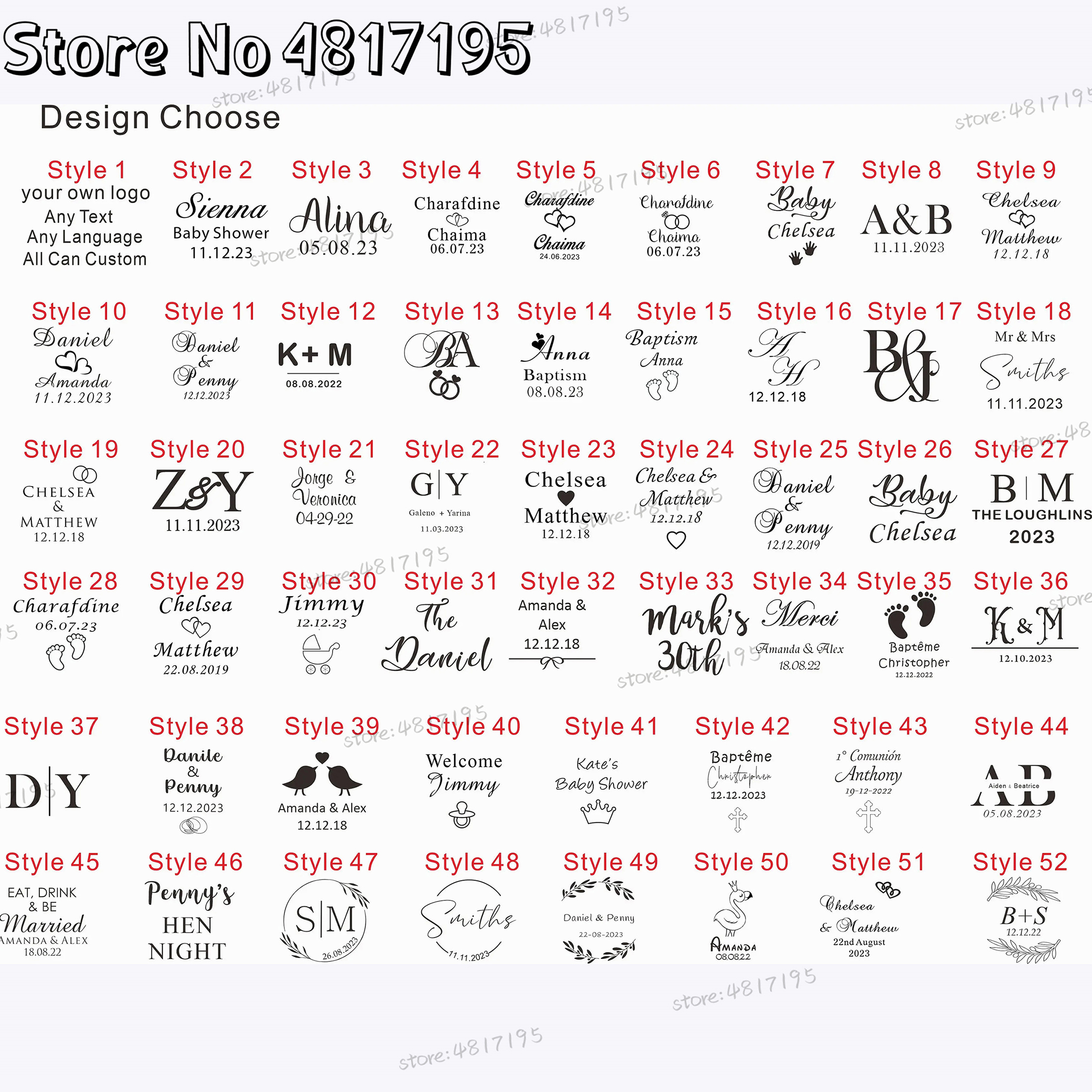 10 20 50Pcs Personalised Weddi - Baby Food Name ulasan dan harga