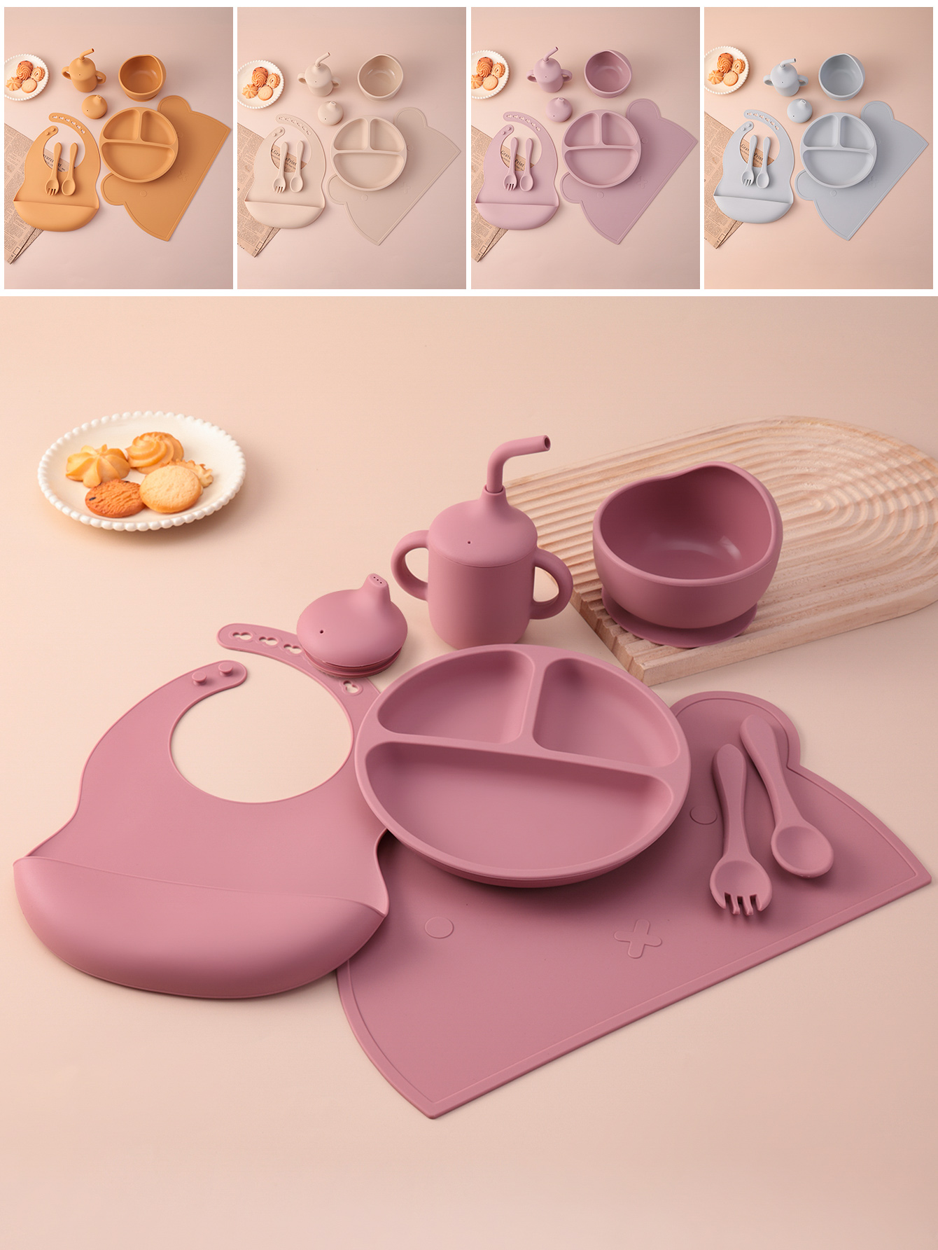 7PCS Silicone Baby Feeding Set - Self Feed Spoon ulasan dan harga