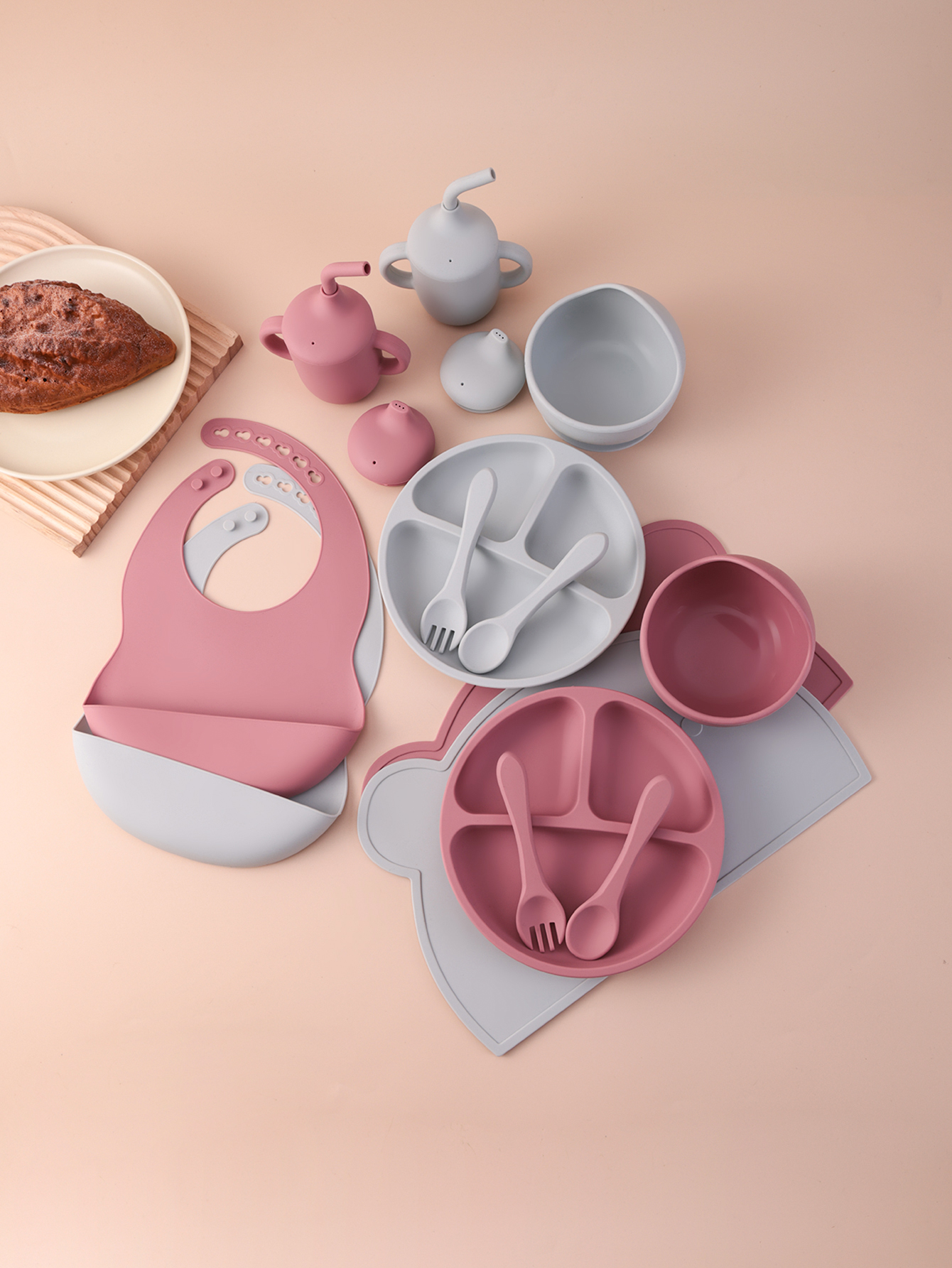 7PCS Silicone Baby Feeding Set - Self Feed Spoon ulasan dan harga