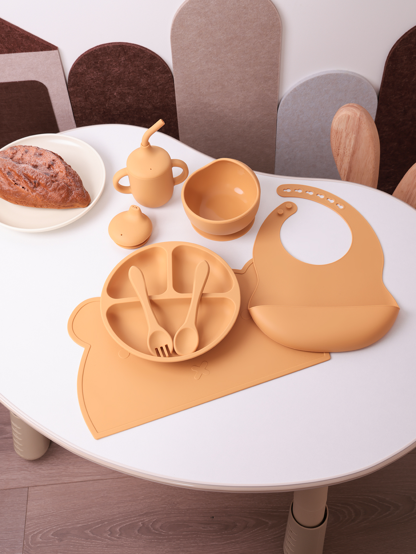 7PCS Silicone Baby Feeding Set - Self Feed Spoon ulasan dan harga