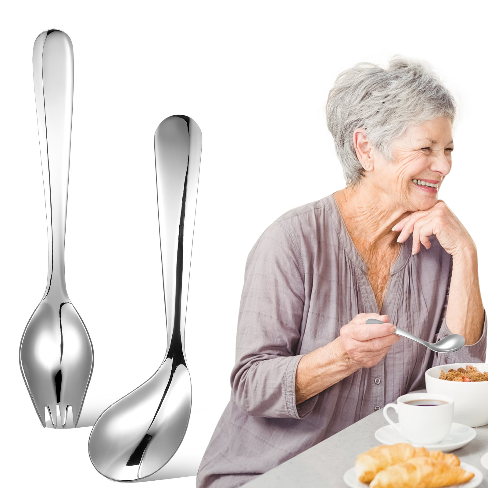 1Set Adaptive Angled Stainless - Self Feed Spoon ulasan dan harga